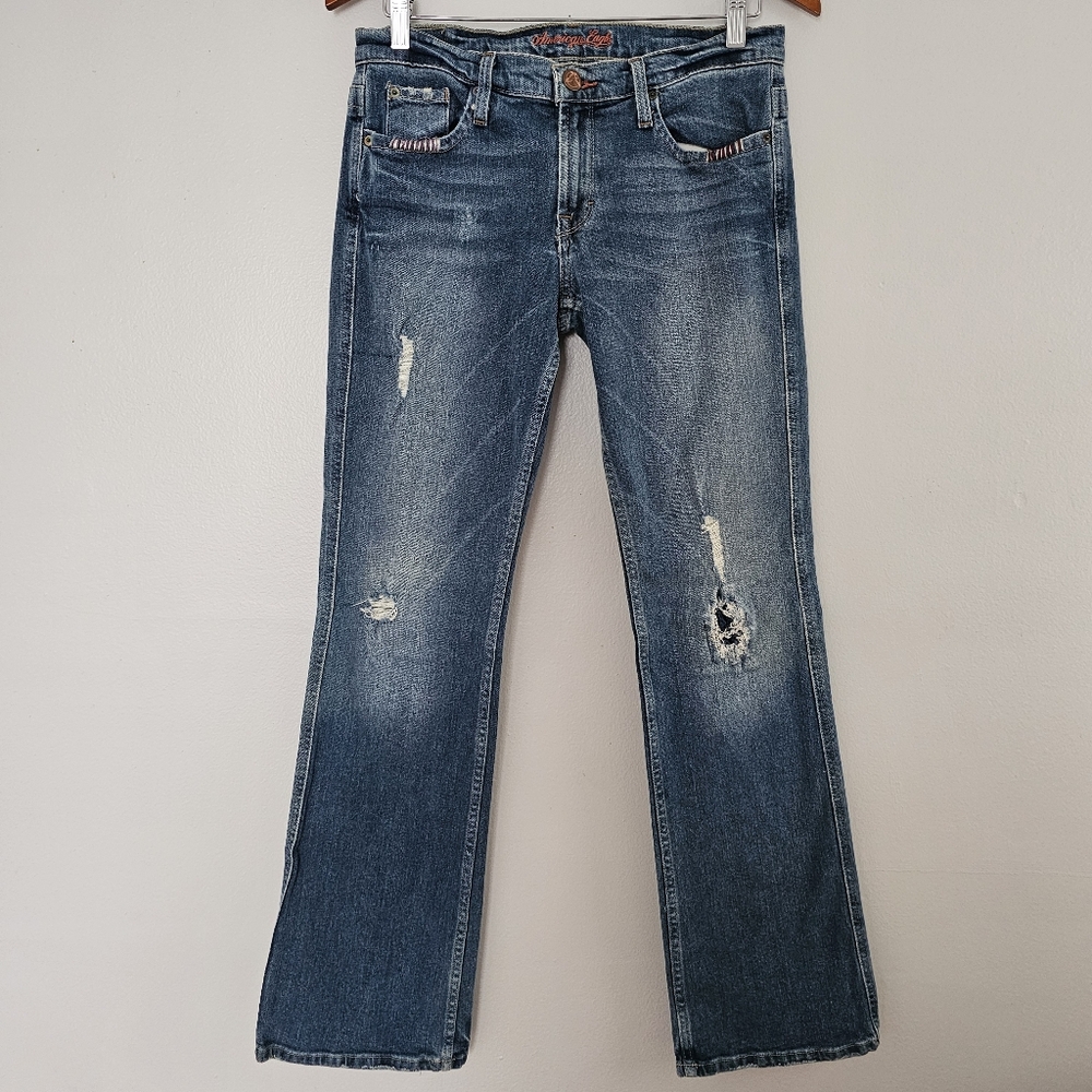 Vintage American Eagle low rise bootcut jeans distressed stretch size 8 reg